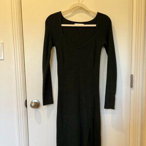 Oak + Fort Moss Green Rib Knit Midi Dress